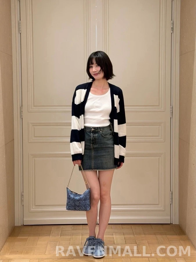 디올 디올 와이드 스트라이프 V넥 캐시미어 가디건 상세 이미지