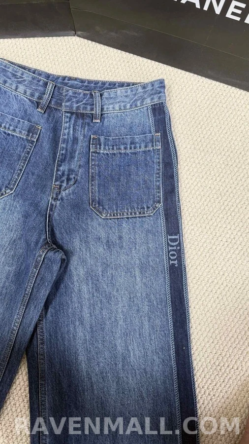 디올 디올 와이드핏 사이드 스트라이프 데님 팬츠 상세 이미지