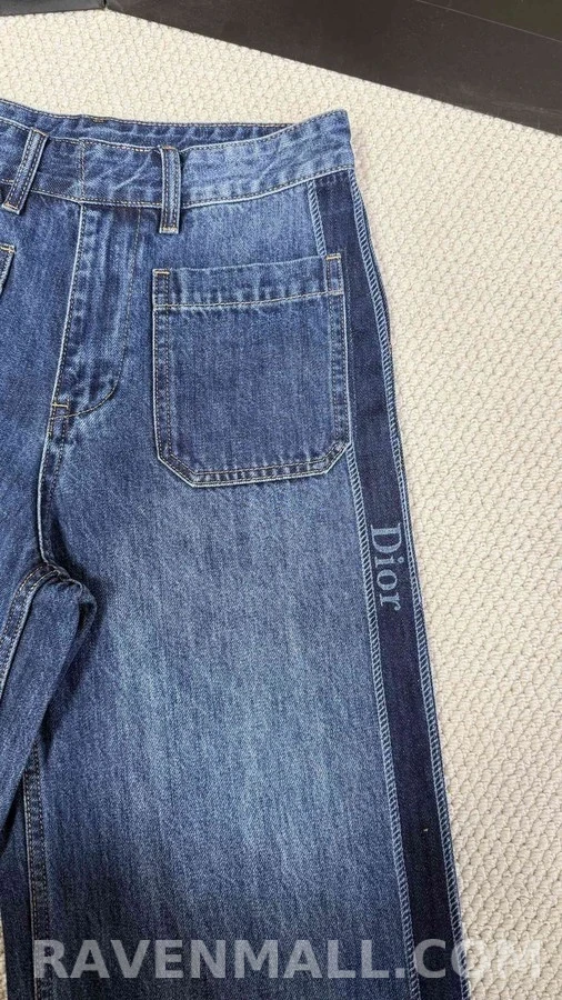 디올 디올 와이드핏 사이드 스트라이프 데님 팬츠 상세 이미지