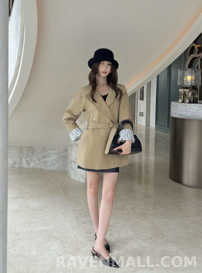 디올 디올 입깃 더블 브레스트 벨티드 코트 상세 이미지