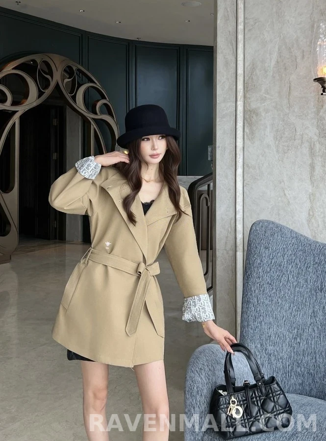디올 디올 입깃 더블 브레스트 벨티드 코트 상세 이미지