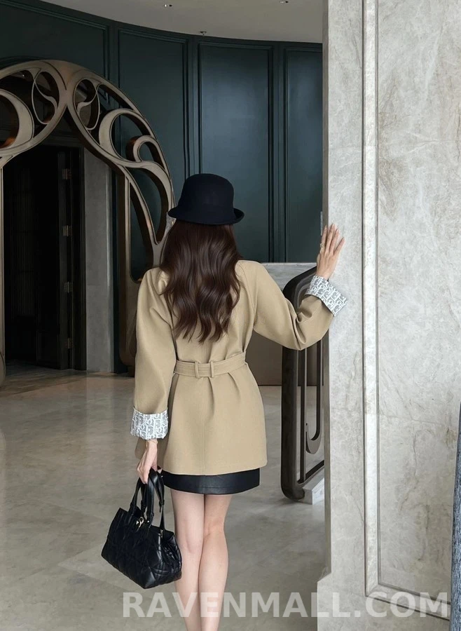 디올 디올 입깃 더블 브레스트 벨티드 코트 상세 이미지