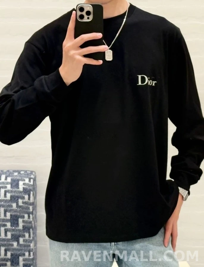디올 디올 자수 로고 긴팔 티셔츠 상세 이미지