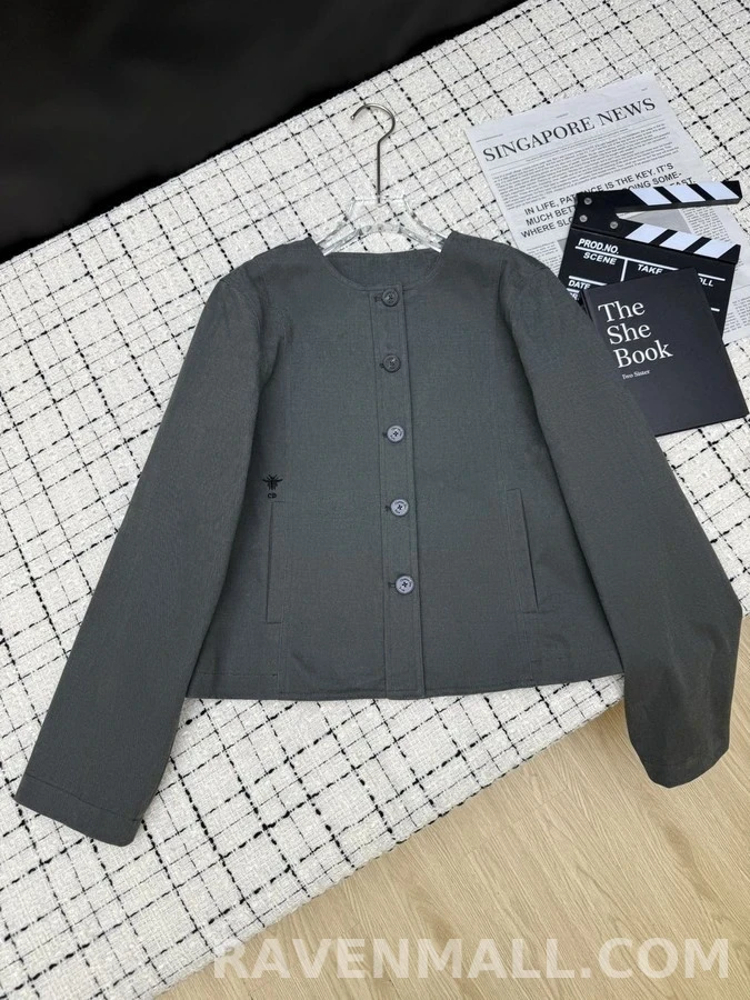디올 디올 자수 로고 노카라 자켓 상세 이미지