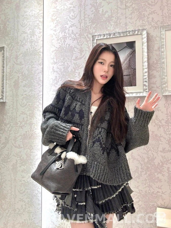 디올 디올 자카드 니트 패딩 투피스 상세 이미지