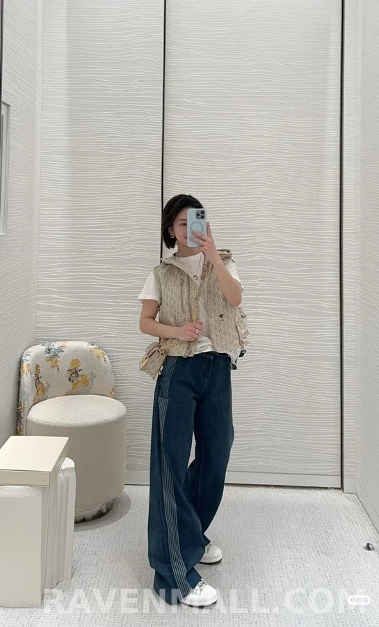 디올 디올 측면 스트라이프 와이드 데님 팬츠 상세 이미지