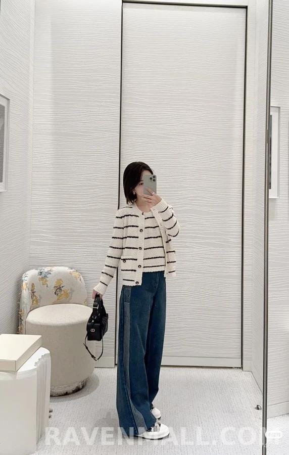 디올 디올 측면 스트라이프 와이드 데님 팬츠 상세 이미지