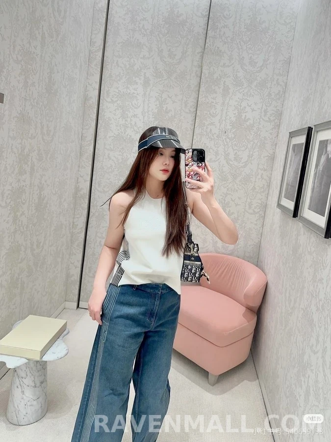 디올 디올 측면 스트라이프 와이드 데님 팬츠 상세 이미지