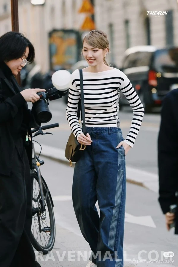 디올 디올 측면 스트라이프 와이드 데님 팬츠 상세 이미지