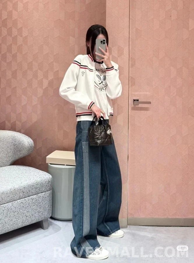 디올 디올 측면 스트라이프 와이드 데님 팬츠 상세 이미지