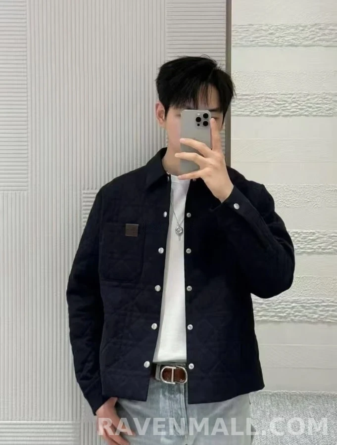 디올 디올 카나쥬 레더 패치 퀼팅 자켓 상세 이미지