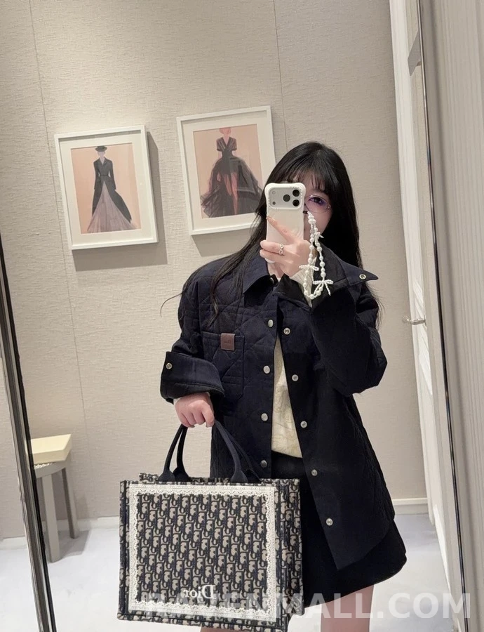 디올 디올 카나쥬 레더 패치 퀼팅 자켓 상세 이미지