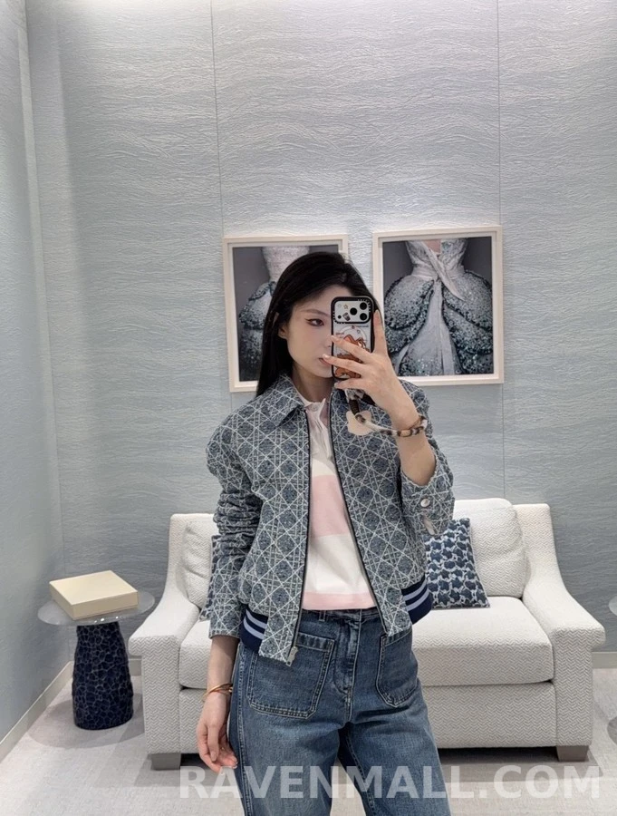 디올 디올 카나쥬 패턴 칼라 집업 자켓 상세 이미지
