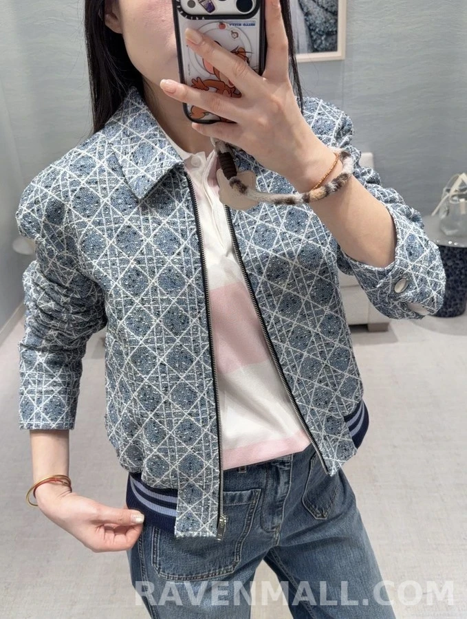 디올 디올 카나쥬 패턴 칼라 집업 자켓 상세 이미지