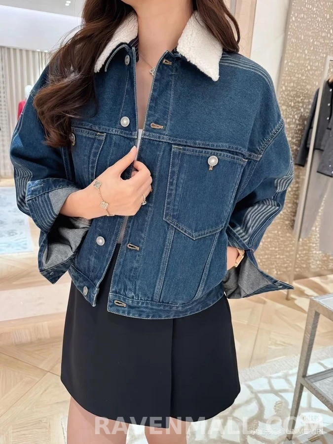 디올 디올 탈부착 퍼 칼라 데님 자켓 상세 이미지