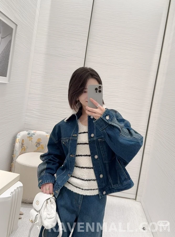 디올 디올 탈부착 퍼 칼라 데님 자켓 상세 이미지