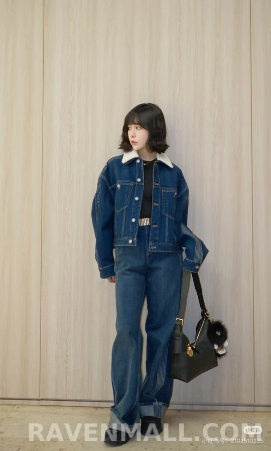 디올 디올 탈부착 퍼 칼라 데님 자켓 상세 이미지