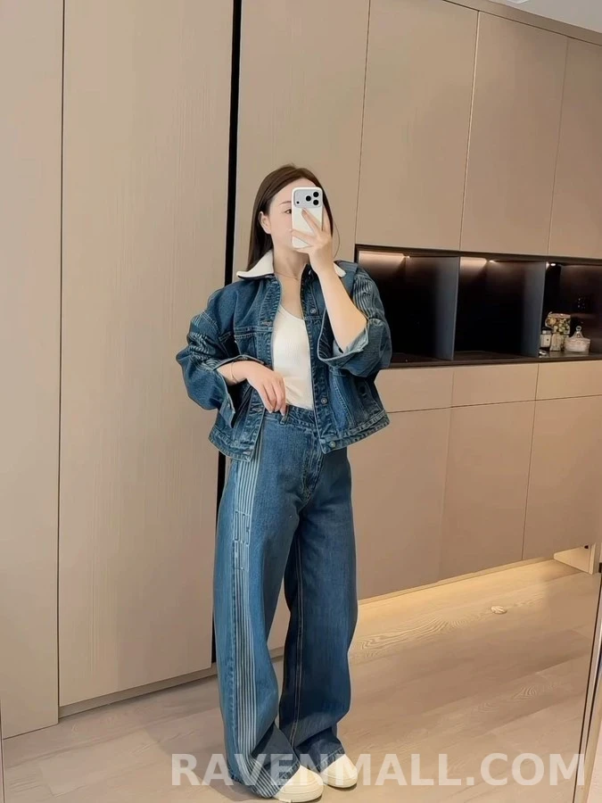 디올 디올 탈부착 퍼 칼라 데님 자켓 상세 이미지
