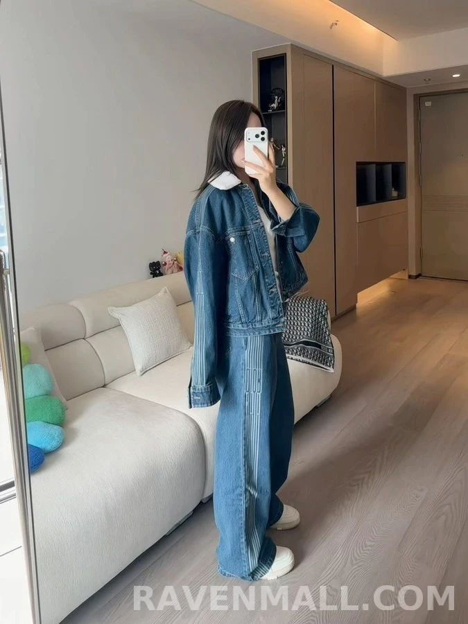 디올 디올 탈부착 퍼 칼라 데님 자켓 상세 이미지