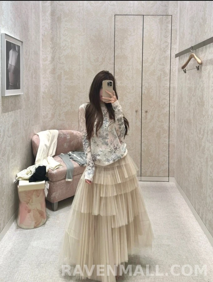 디올 디올 티어드 플리츠 망사 스커트 상세 이미지