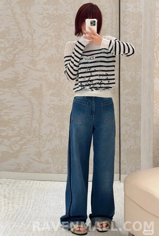 디올 디올 하이웨이스트 플레어 진 상세 이미지