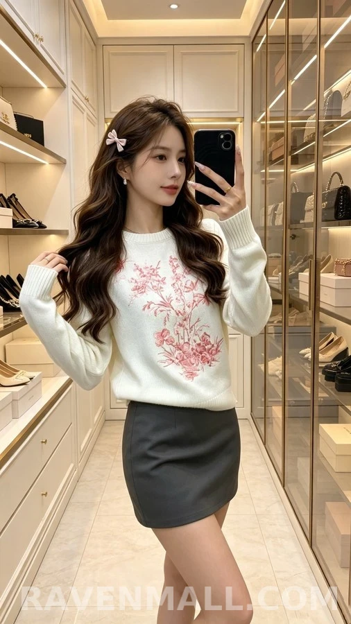 디올 디올 플라워 버터플라이 자수 니트 상세 이미지