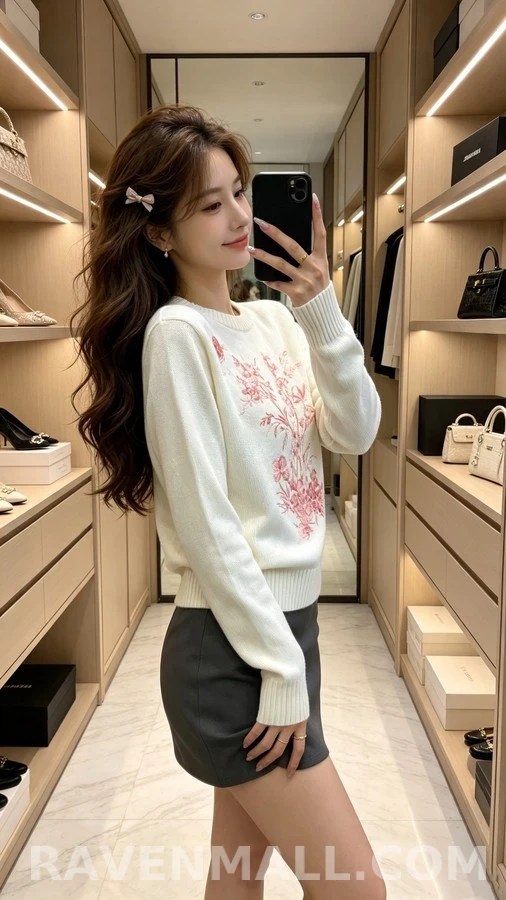 디올 디올 플라워 버터플라이 자수 니트 상세 이미지
