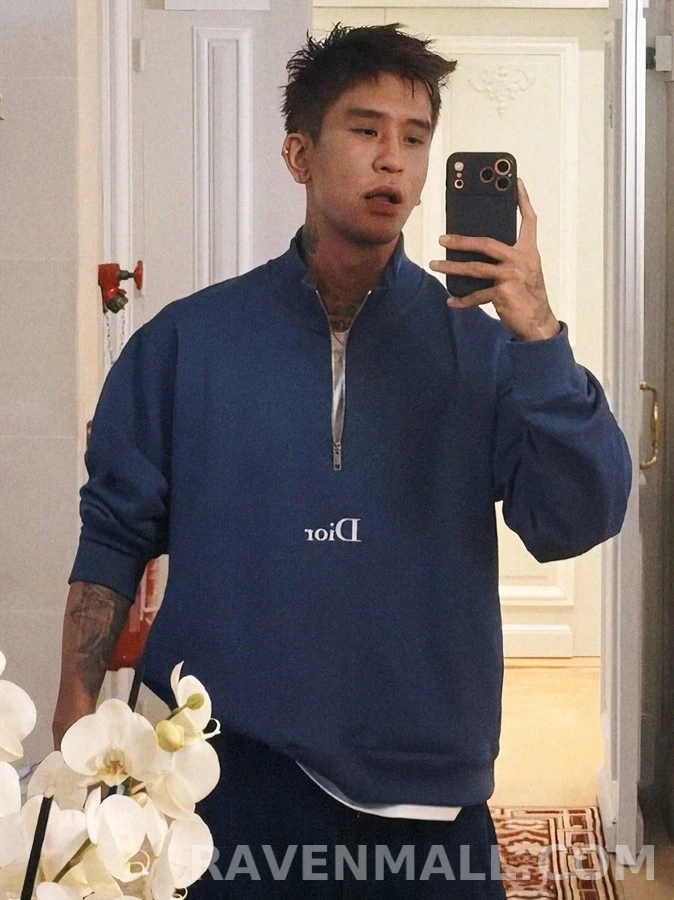 디올 디올 하프집업 로고 자수 맨투맨 상세 이미지
