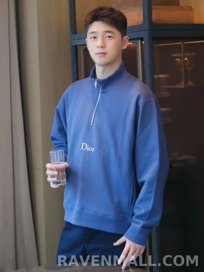 디올 디올 하프집업 로고 자수 맨투맨 상세 이미지