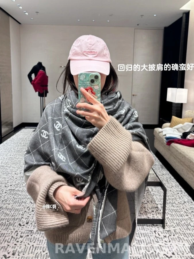 샤넬 샤넬 로고 양면 숄 상세 이미지