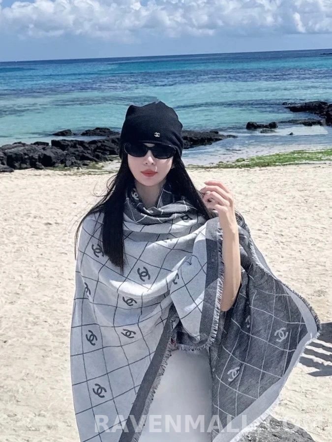 샤넬 샤넬 로고 양면 숄 상세 이미지