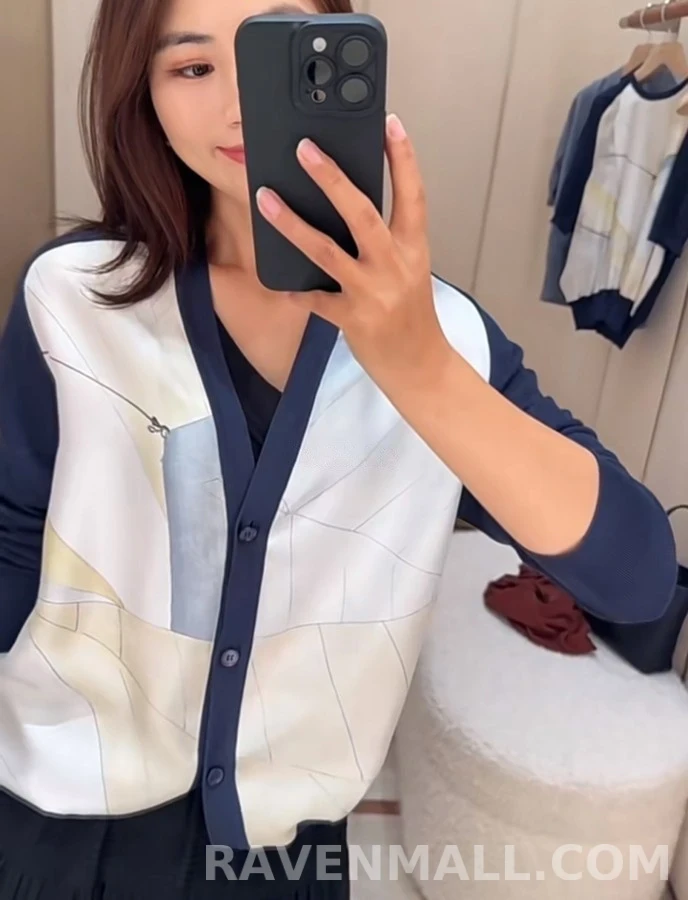 로로피아나 로로피아나 세일 패턴 실크 패치 가디건 상세 이미지