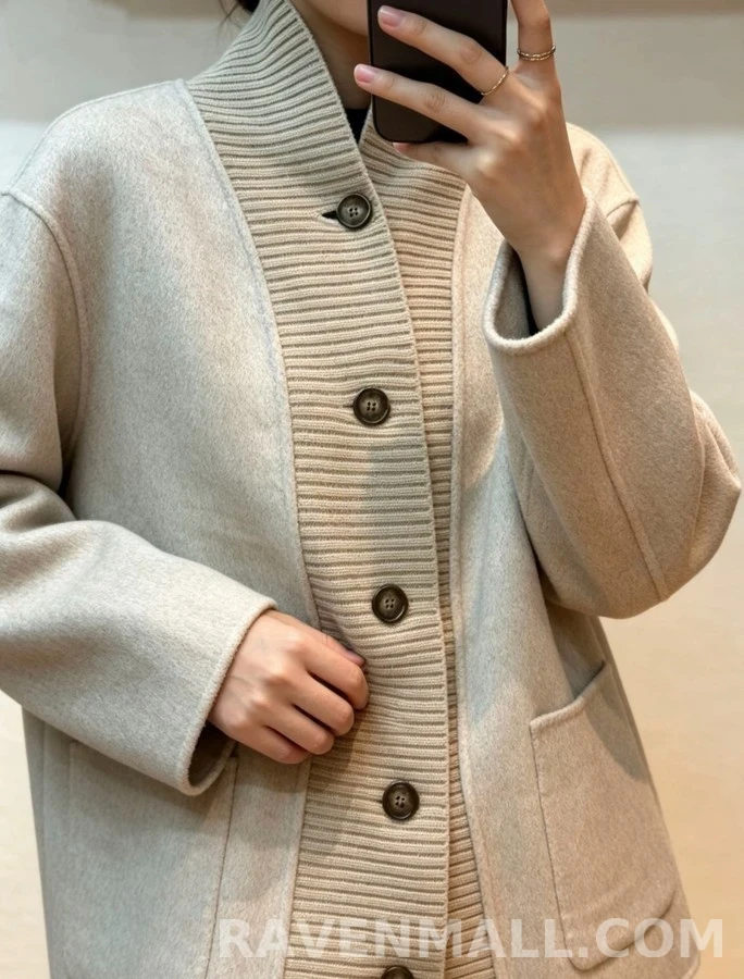 로로피아나 로로피아나 캐시미어 리브 카라 가디건 상세 이미지