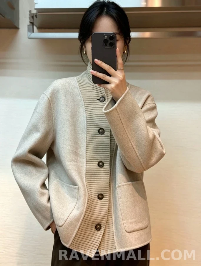 로로피아나 로로피아나 캐시미어 리브 카라 가디건 상세 이미지