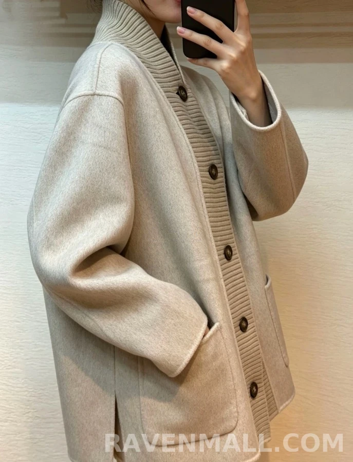 로로피아나 로로피아나 캐시미어 리브 카라 가디건 상세 이미지