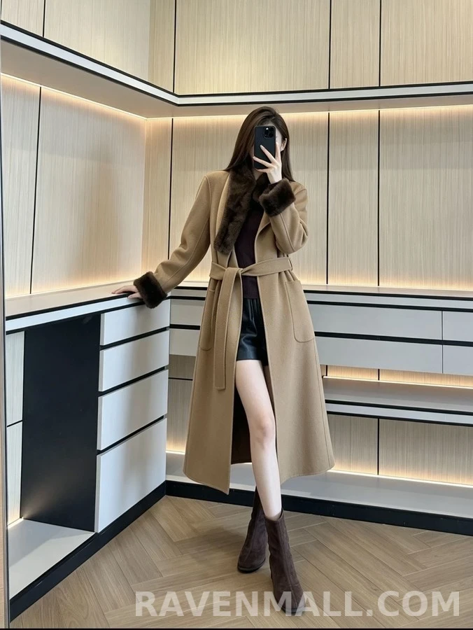 로로피아나 로로피아나 캐시미어 밍크 퍼 벨티드 코트 상세 이미지