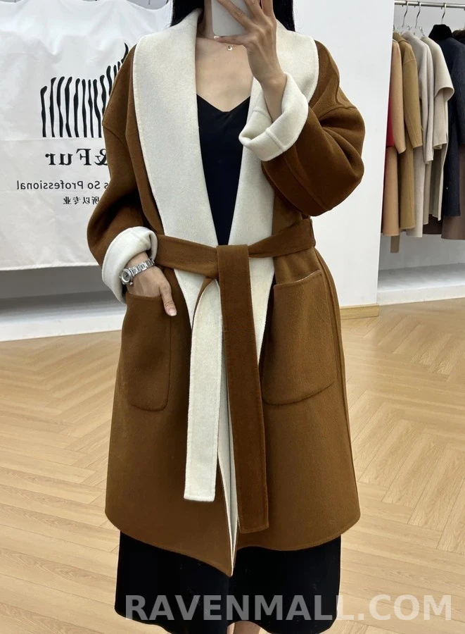 로로피아나 로로피아나 투톤 캐시미어 숄칼라 로브 코트 상세 이미지
