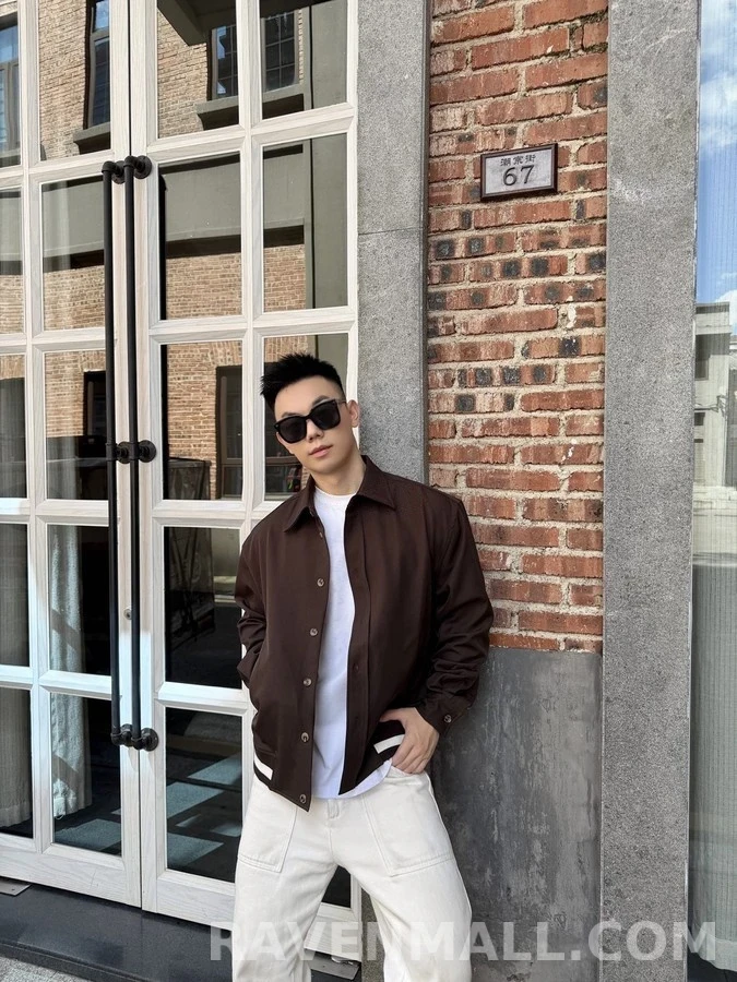 로에베 로에베 갈색 칼라넥 스트라이프 자켓 상세 이미지