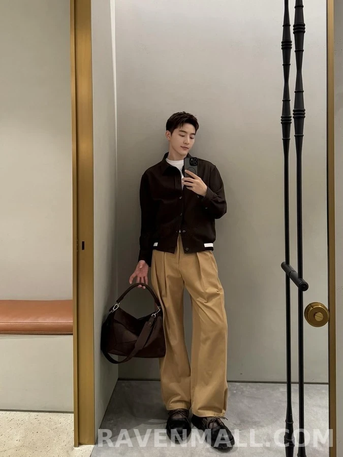 로에베 로에베 갈색 칼라넥 스트라이프 자켓 상세 이미지