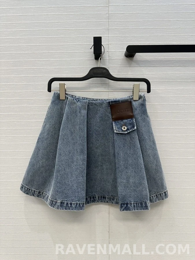 로에베 로에베 더블 압축 플리츠 데님 스커트 상세 이미지