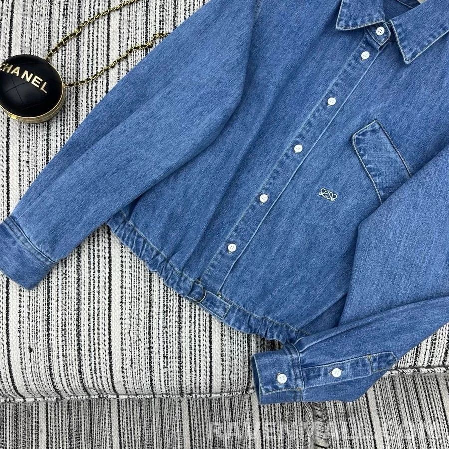 로에베 로에베 로고 자수 데님 셔츠 상세 이미지
