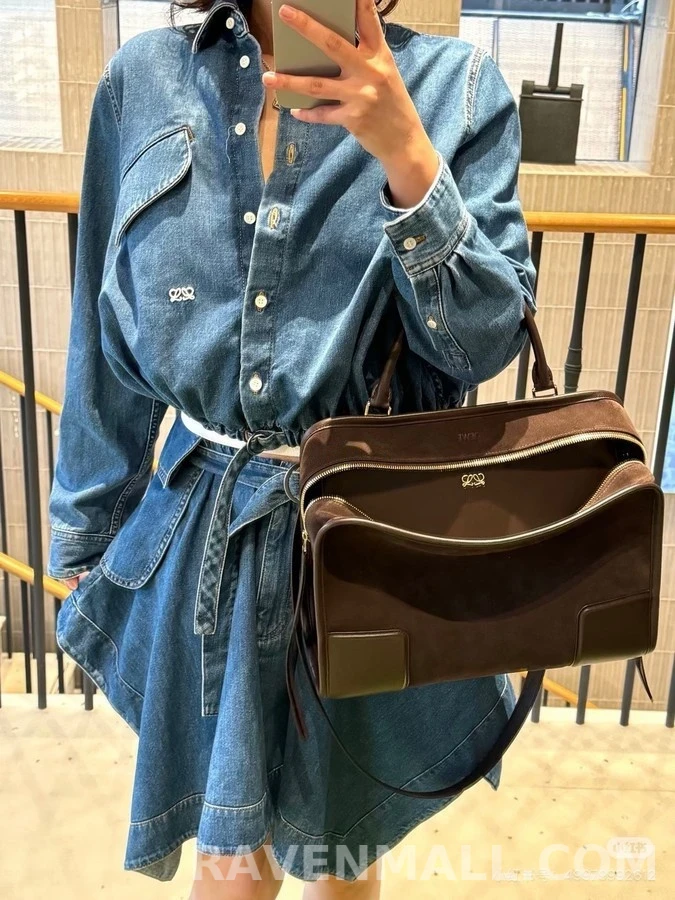 로에베 로에베 로고 자수 데님 셔츠 상세 이미지