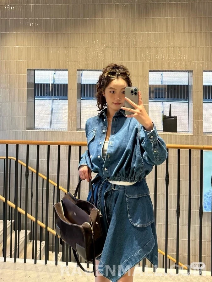 로에베 로에베 로고 자수 데님 셔츠 상세 이미지