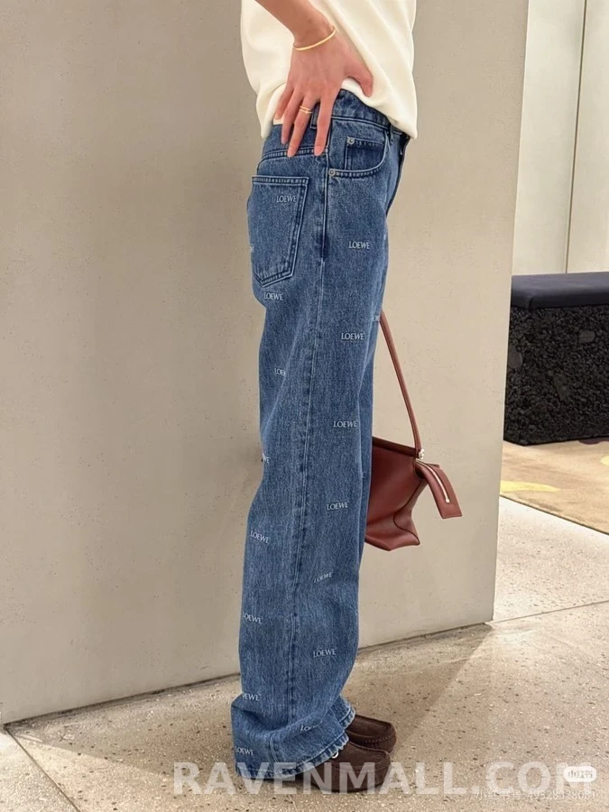 로에베 로에베 로고 자수 스트레이트 데님 팬츠 상세 이미지