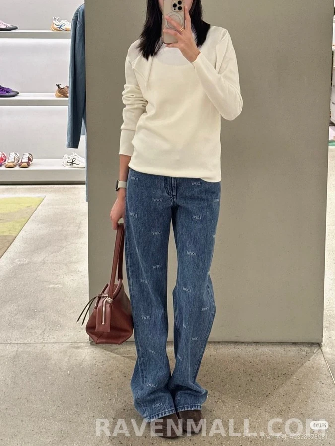 로에베 로에베 로고 자수 스트레이트 데님 팬츠 상세 이미지