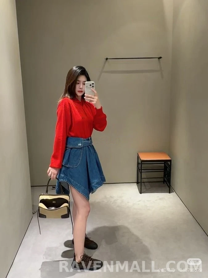로에베 로에베 벨트 포켓 비대칭 데님 스커트 상세 이미지
