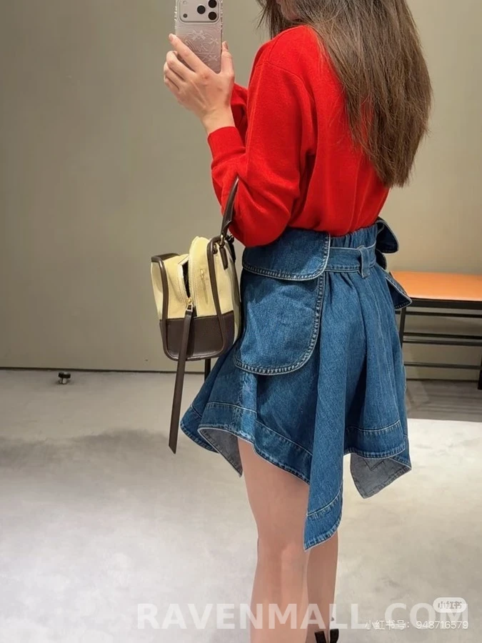 로에베 로에베 벨트 포켓 비대칭 데님 스커트 상세 이미지