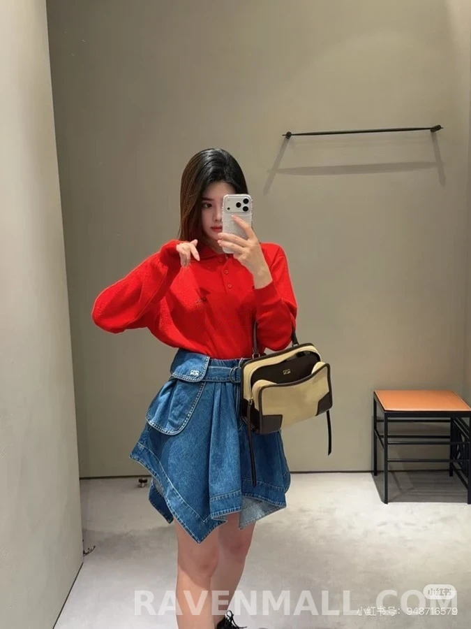 로에베 로에베 벨트 포켓 비대칭 데님 스커트 상세 이미지