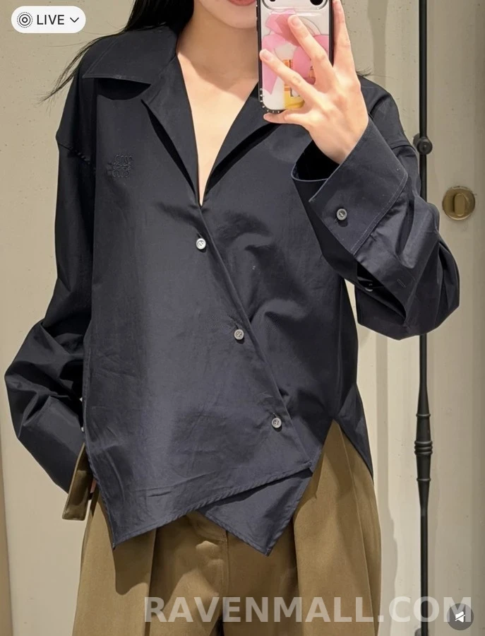 로에베 로에베 비대칭 대각선 플래킷 셔츠 상세 이미지