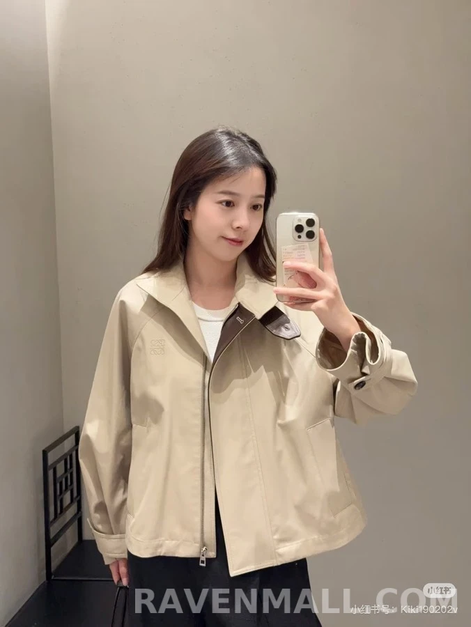 로에베 로에베 아나그램 가죽 칼라 숏 자켓 상세 이미지